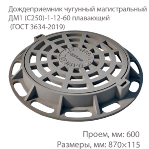 Дождеприемник чугунный магистральный ДМ1 (С250)-1-60