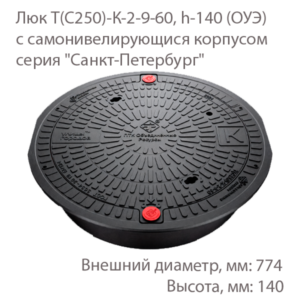 Люк чугунный тяжелый Т(С250)-К-2-9-60, серия "Санкт-Петербург"